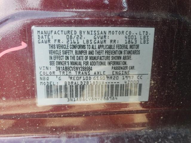 2022 NISSAN SENTRA SV 3N1AB8CV8NY288984