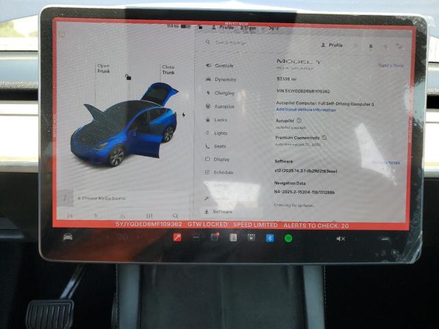 2021 TESLA MODEL Y 5YJYGDED6MF109362