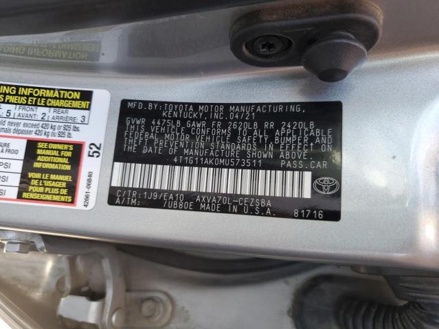 2021 TOYOTA CAMRY SE - 4T1G11AK0MU573511