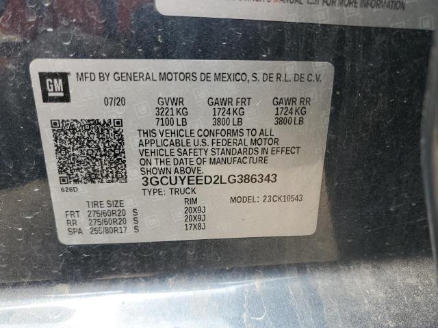 2020 CHEVROLET SILVERADO 3GCUYEED2LG386343