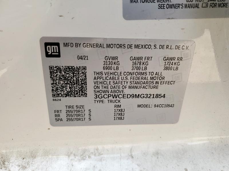 2021 CHEVROLET SILVERADO - 3GCPWCED9MG321854