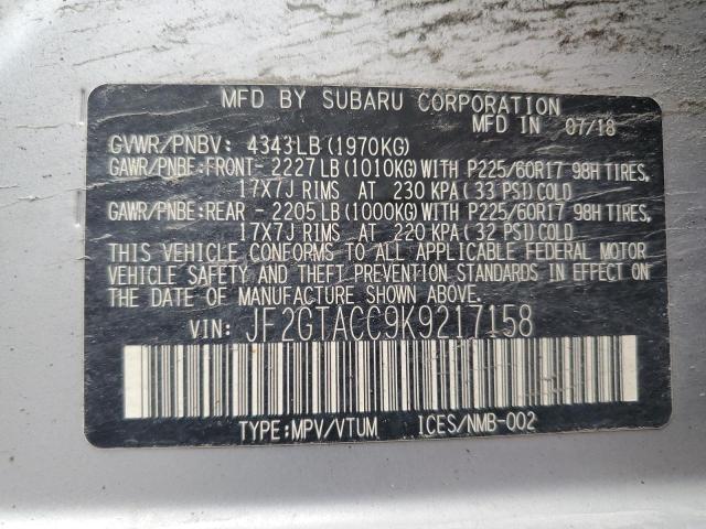 2019 SUBARU CROSSTREK - JF2GTACC9K9217158