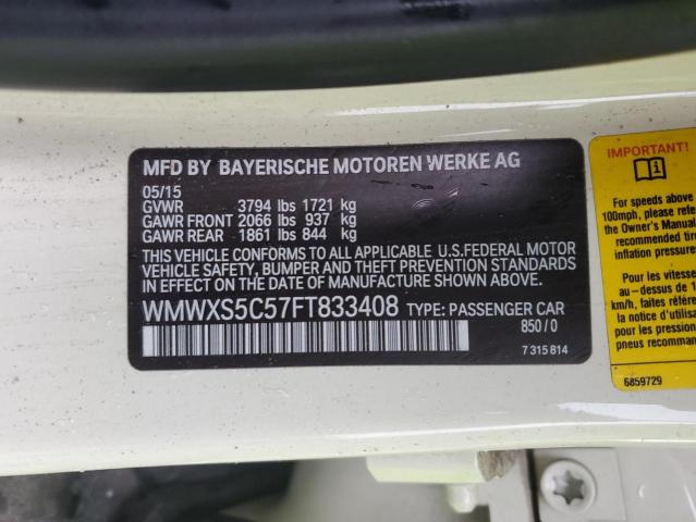 2015 MINI COOPER WMWXS5C57FT833408