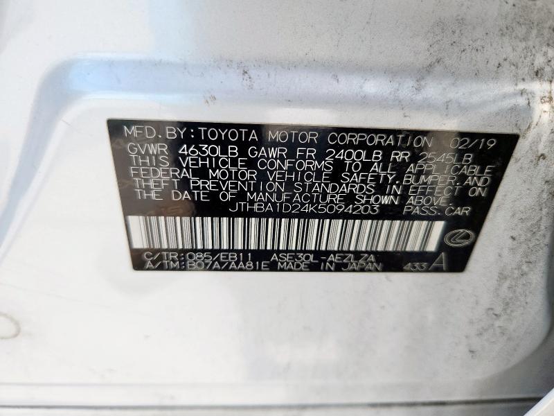 2019 LEXUS IS 300 JTHBA1D24K5094203