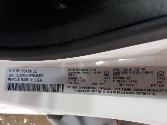 2023 RAM 1500 LARAM 1C6SRFJT8PN636423