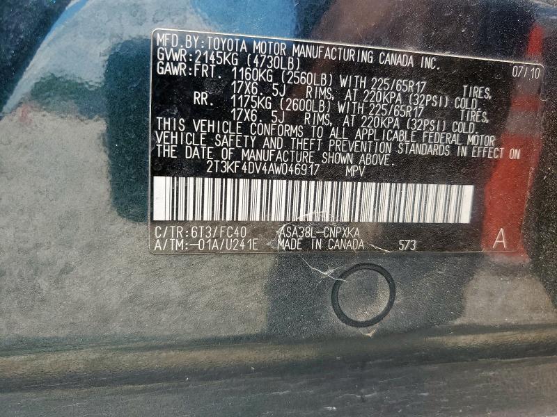 2t3kf4dv4aw046917 - 2010 Toyota Rav4 - #61897345
