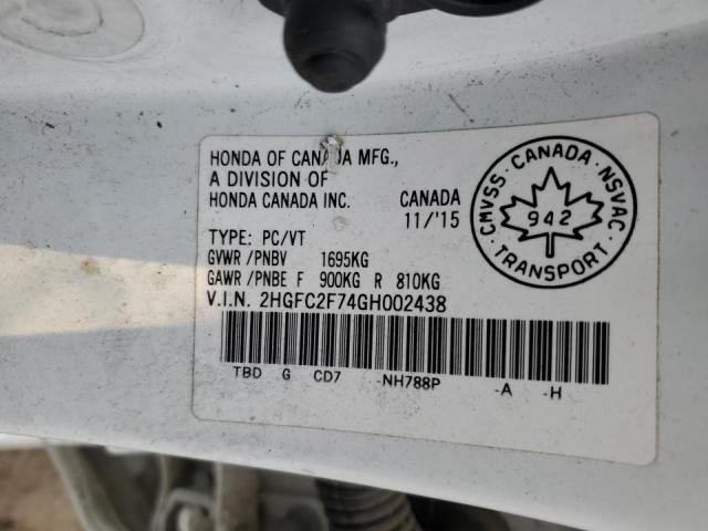 2016 HONDA CIVIC EX 2HGFC2F74GH002438