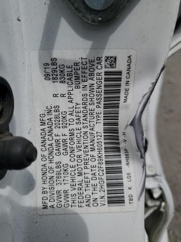 2019 HONDA CIVIC SPOR 2HGFC2F89KH605127