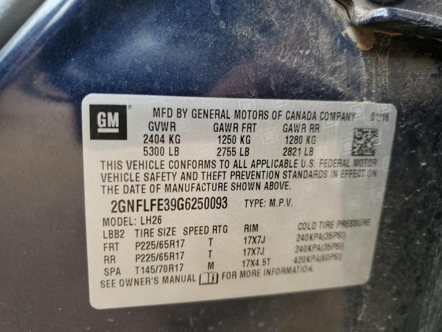 2016 CHEVROLET EQUINOX LT 2GNFLFE39G6250093