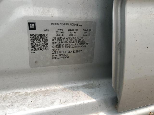 2020 CHEVROLET SONIC PREM 1G1JF5SB9L4115037