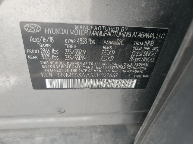 2019 HYUNDAI SANTA FE L 5NMS53AA5KH027667