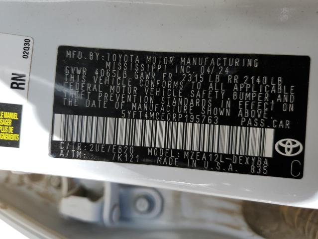 2024 TOYOTA COROLLA XS 5YFT4MCE0RP195763