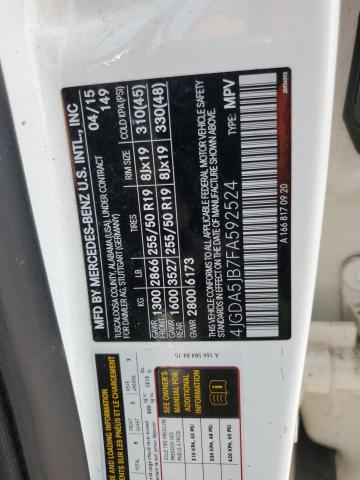 2015 MERCEDES-BENZ ML 350 - 4JGDA5JB7FA592524