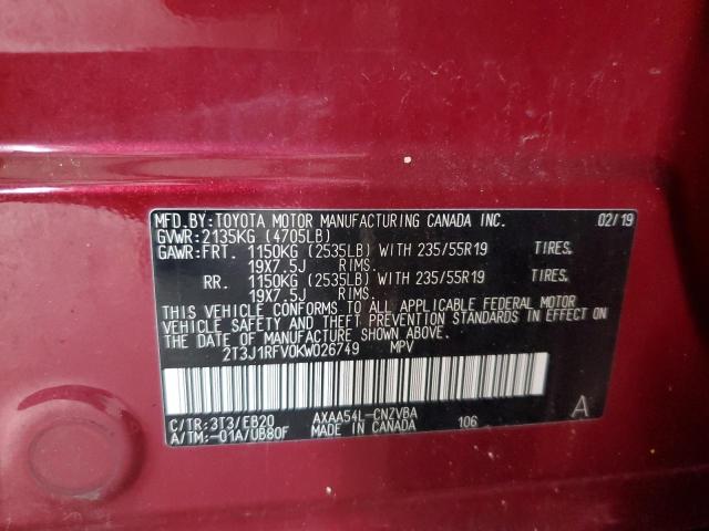 2019 TOYOTA RAV4 ADVEN - 2T3J1RFV0KW026749