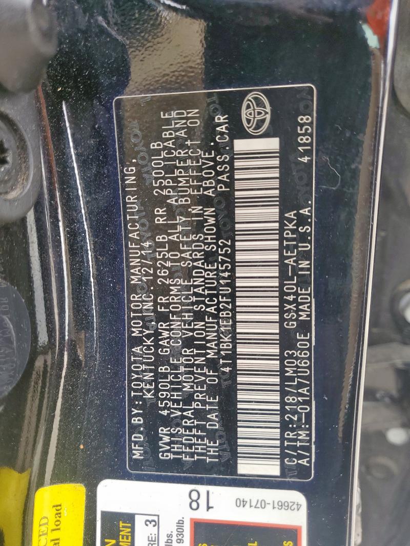 2015 TOYOTA AVALON XLE - 4T1BK1EB2FU145752