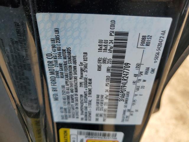 2020 FORD FUSION SE - 3FA6P0T94LR247709