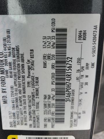 2018 FORD FUSION SE - 3FA6P0H74JR156752