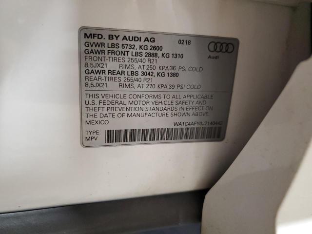 2018 AUDI SQ5 PRESTI WA1C4AFY0J2140442