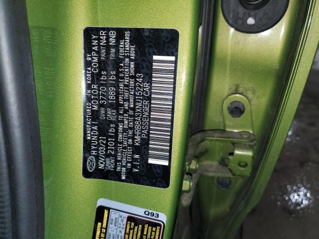 2022 HYUNDAI VENUE SE KMHRB8A3XNU152243