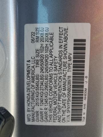 2022 HONDA PILOT SPOR 5FNYF5H35NB028978