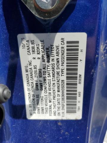 2017 HONDA CIVIC EX 2HGFC3B3XHH350528