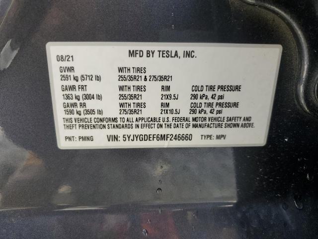 2021 TESLA MODEL Y - 5YJYGDEF6MF246660