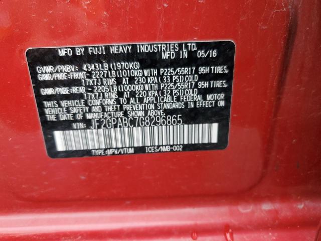 2016 SUBARU CROSSTREK JF2GPABC7G8296865