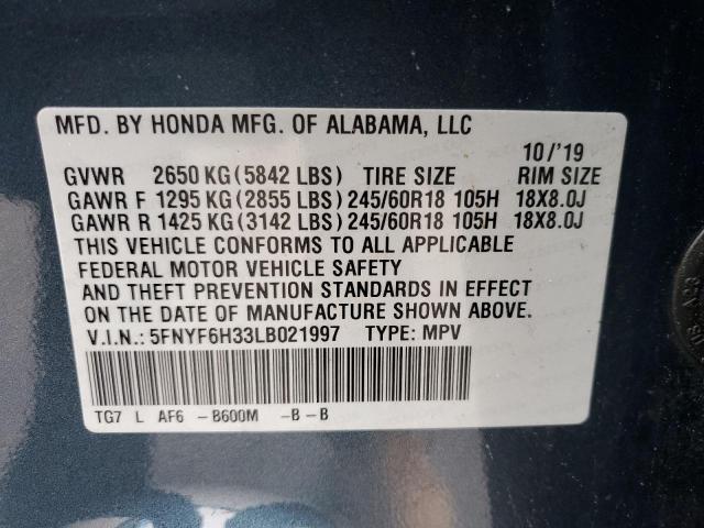 2020 HONDA PILOT EX 5FNYF6H33LB021997