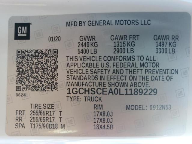 2020 CHEVROLET COLORADO L 1GCHSCEA0L1189229