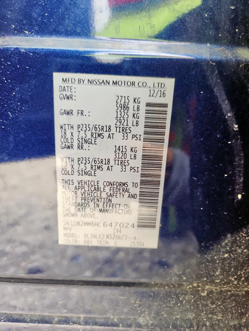 2017 NISSAN PATHFINDER - 5N1DR2MM6HC647024