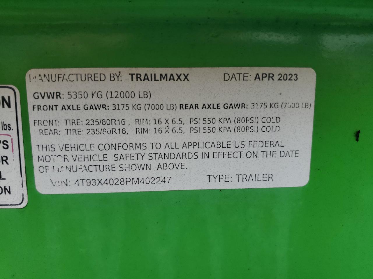 Lot #3220331675 2023 TLXX TRAILMAXX