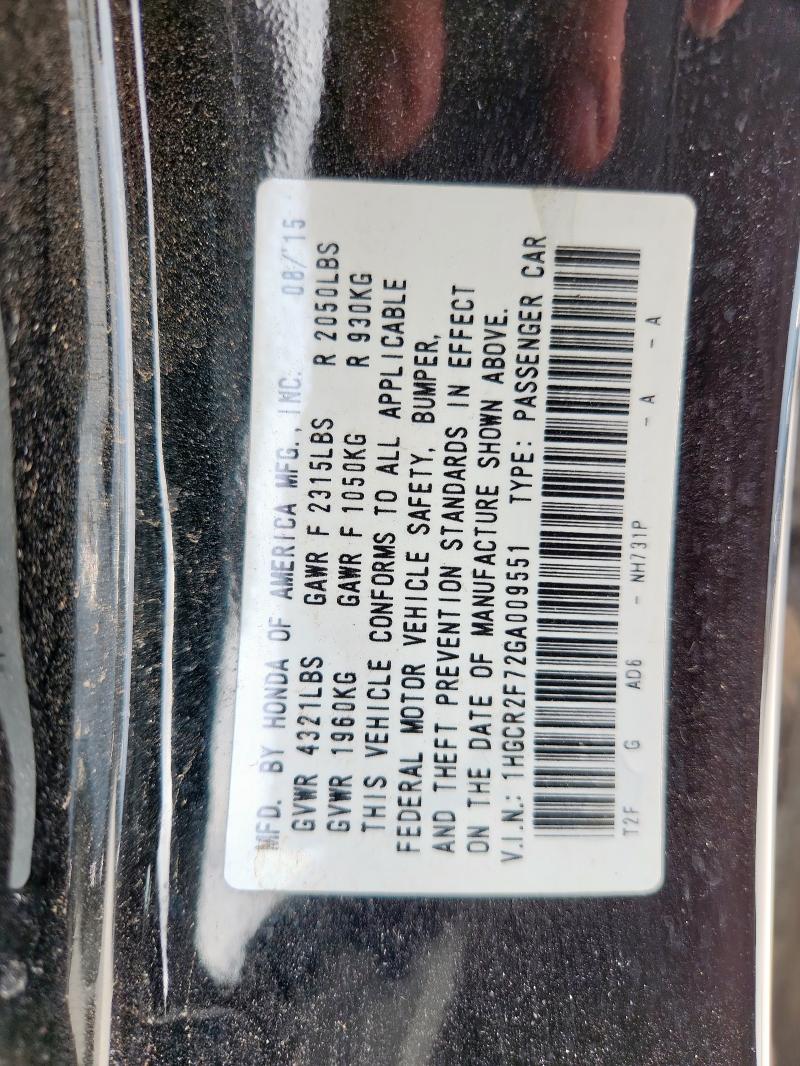 2016 HONDA ACCORD EX 1HGCR2F72GA009551