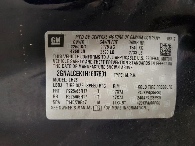 2017 CHEVROLET EQUINOX LT 2GNALCEK1H1607801