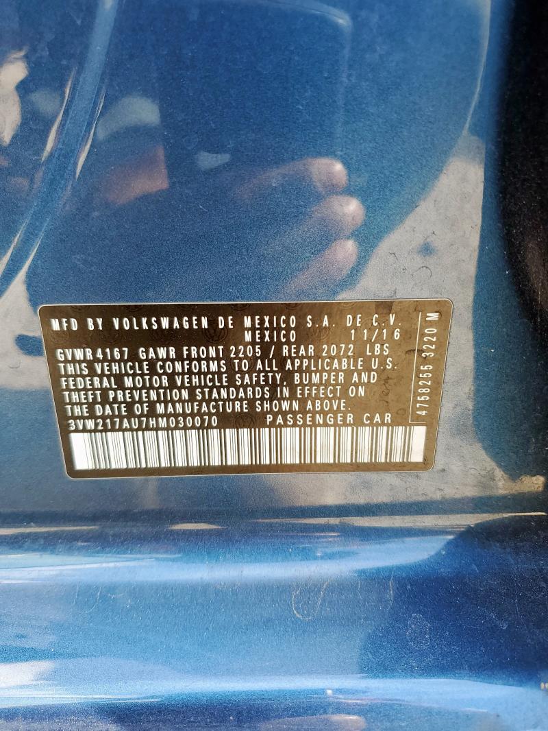 2017 VOLKSWAGEN GOLF S 3VW217AU7HM030070