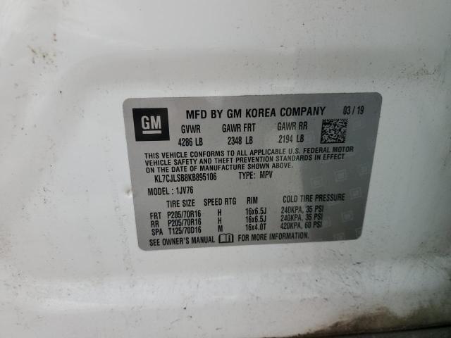 2019 CHEVROLET TRAX 1LT KL7CJLSB8KB895106