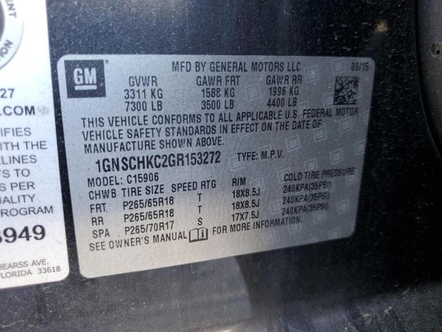 2016 CHEVROLET SUBURBAN C1500 LT 1GNSCHKC2GR153272