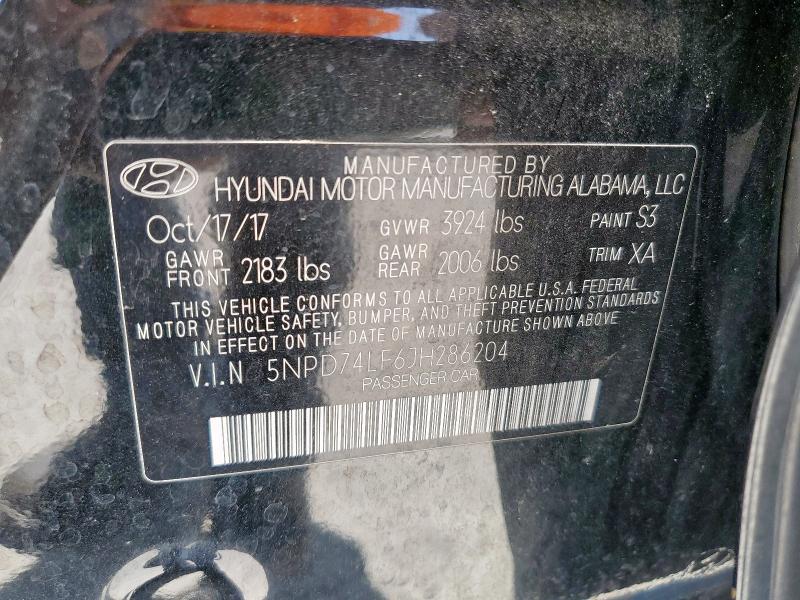 2018 HYUNDAI ELANTRA SE - 5NPD74LF6JH286204