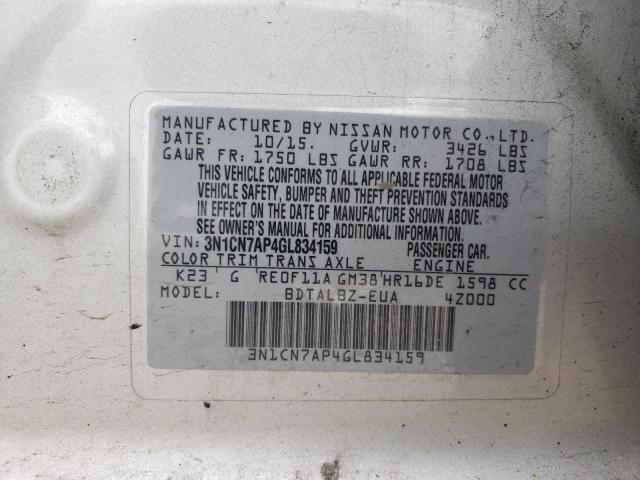 2016 NISSAN VERSA S - 3N1CN7AP4GL834159