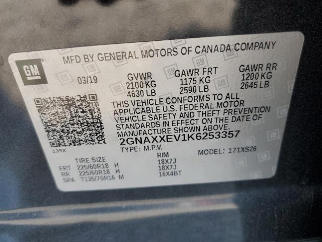 2019 CHEVROLET EQUINOX PR - 2GNAXXEV1K6253357