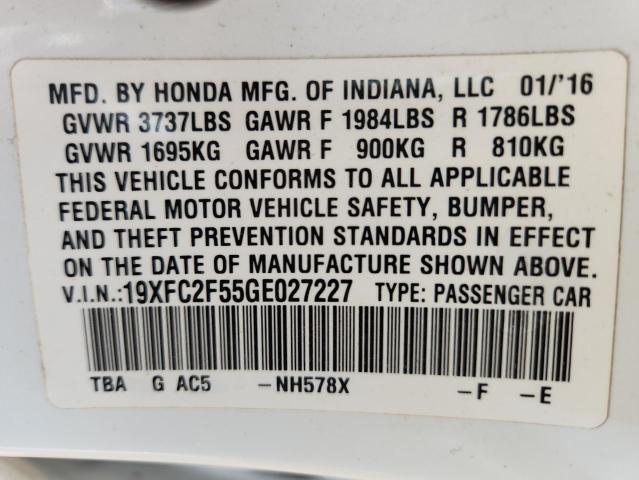 2016 HONDA CIVIC LX 19XFC2F55GE027227