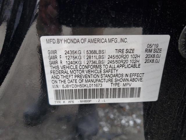 2019 ACURA MDX TECHNO 5J8YD3H50KL011673