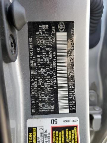 2018 TOYOTA CAMRY LE - 4T1B31HK9JU004646