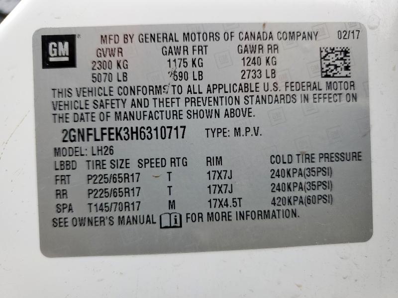 2017 CHEVROLET EQUINOX LT - 2GNFLFEK3H6310717