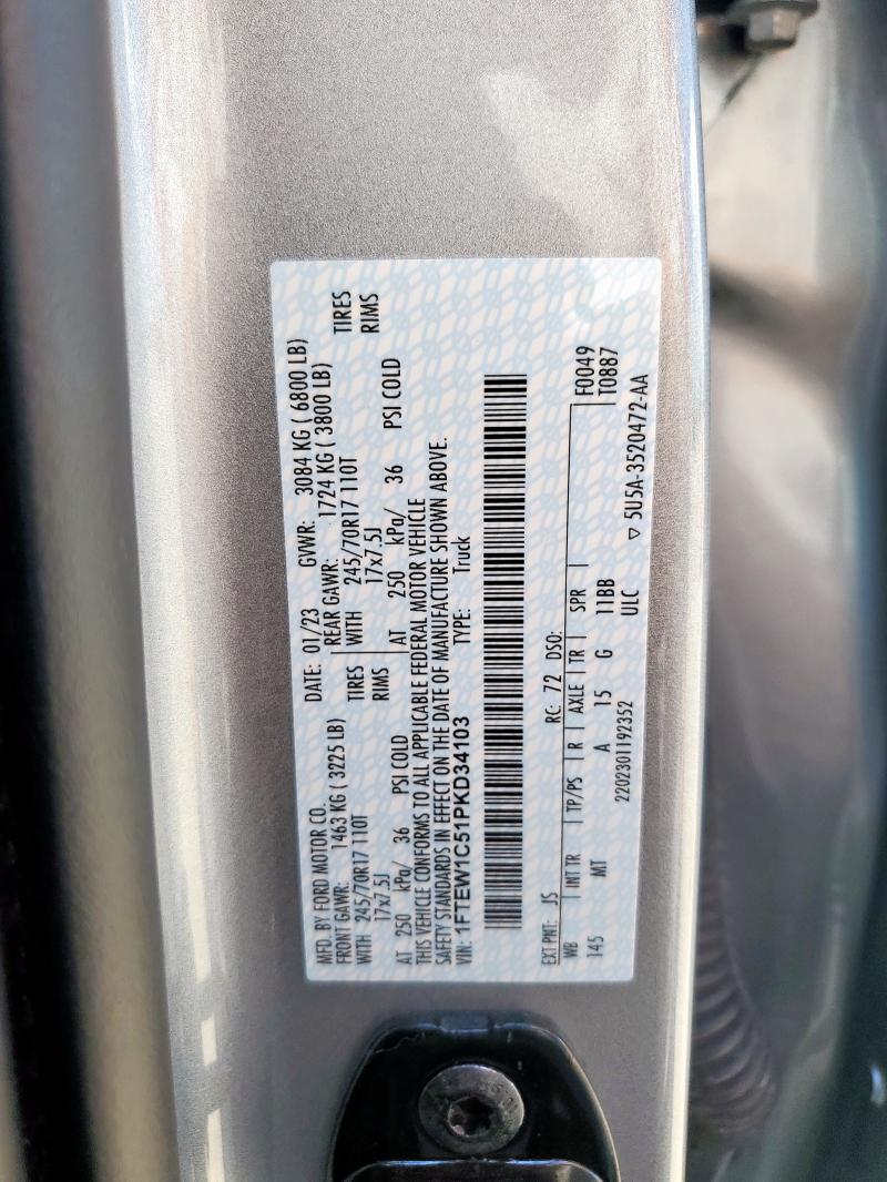 2023 FORD F150 SUPER - 1FTEW1C51PKD34103