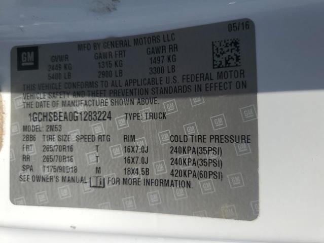 2016 CHEVROLET COLORADO 1GCHSBEA0G1283224