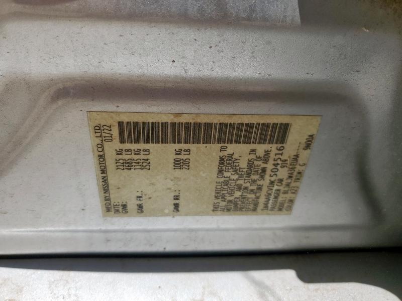 2022 NISSAN MAXIMA SV 1N4AA6CV1NC504516