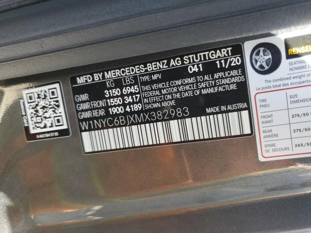 W1NYC6BJXMX382983 Mercedes-benz G-class 550 2021