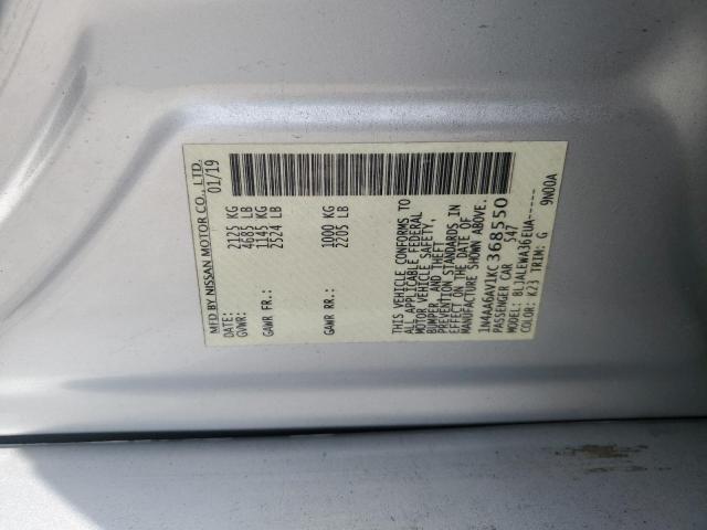 2019 NISSAN MAXIMA S 1N4AA6AV1KC368550