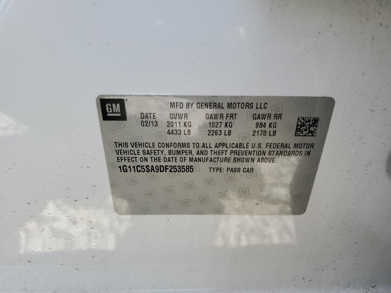 Lot #3304601440 2013 CHEVROLET MALIBU