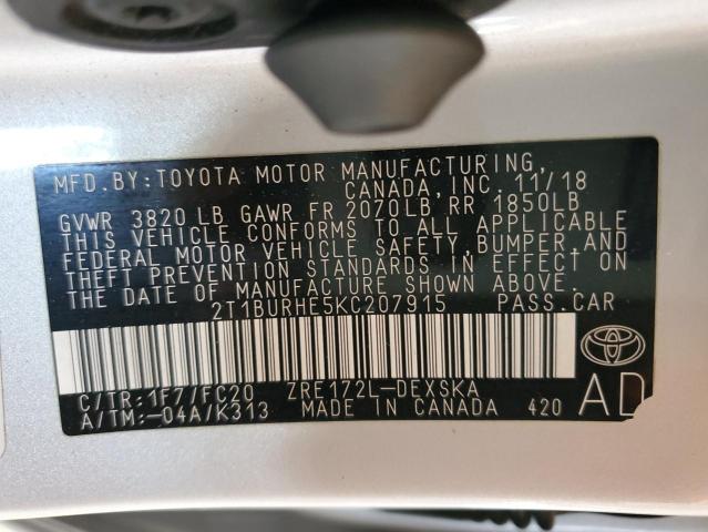 2019 TOYOTA COROLLA L - 2T1BURHE5KC207915